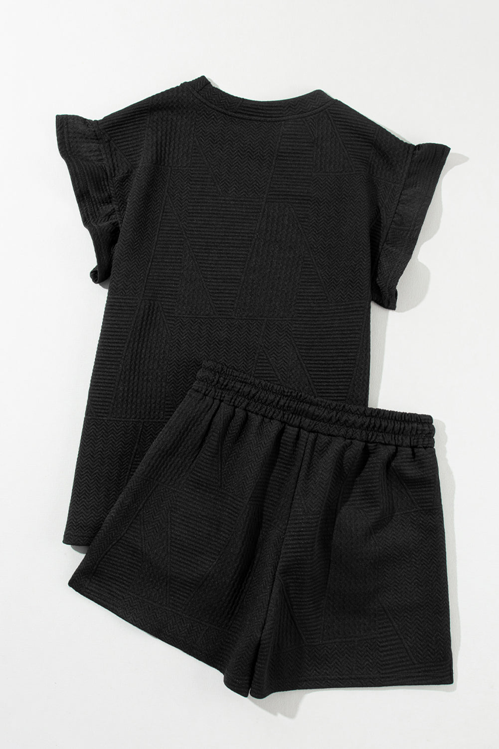 Textured Ruffle Top Shorts Set