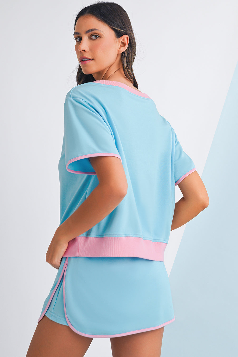 Contrast Trim Skort Set