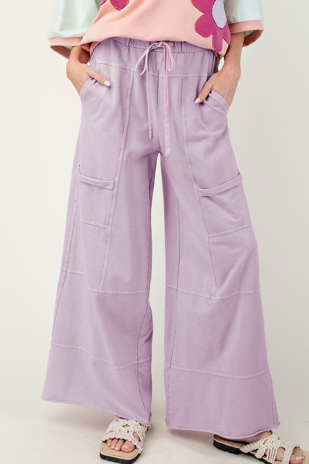 Mineral Wash Wide Leg Cargo Pants