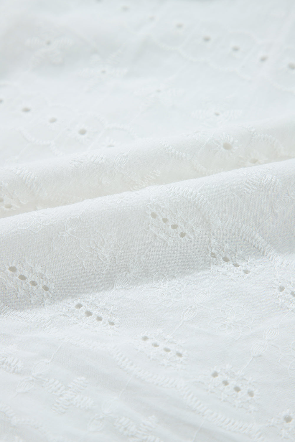 White Lace Neck Eyelet Blouse