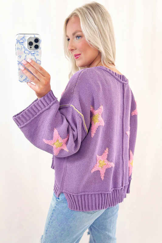 Lavender Star Oversize Sweater