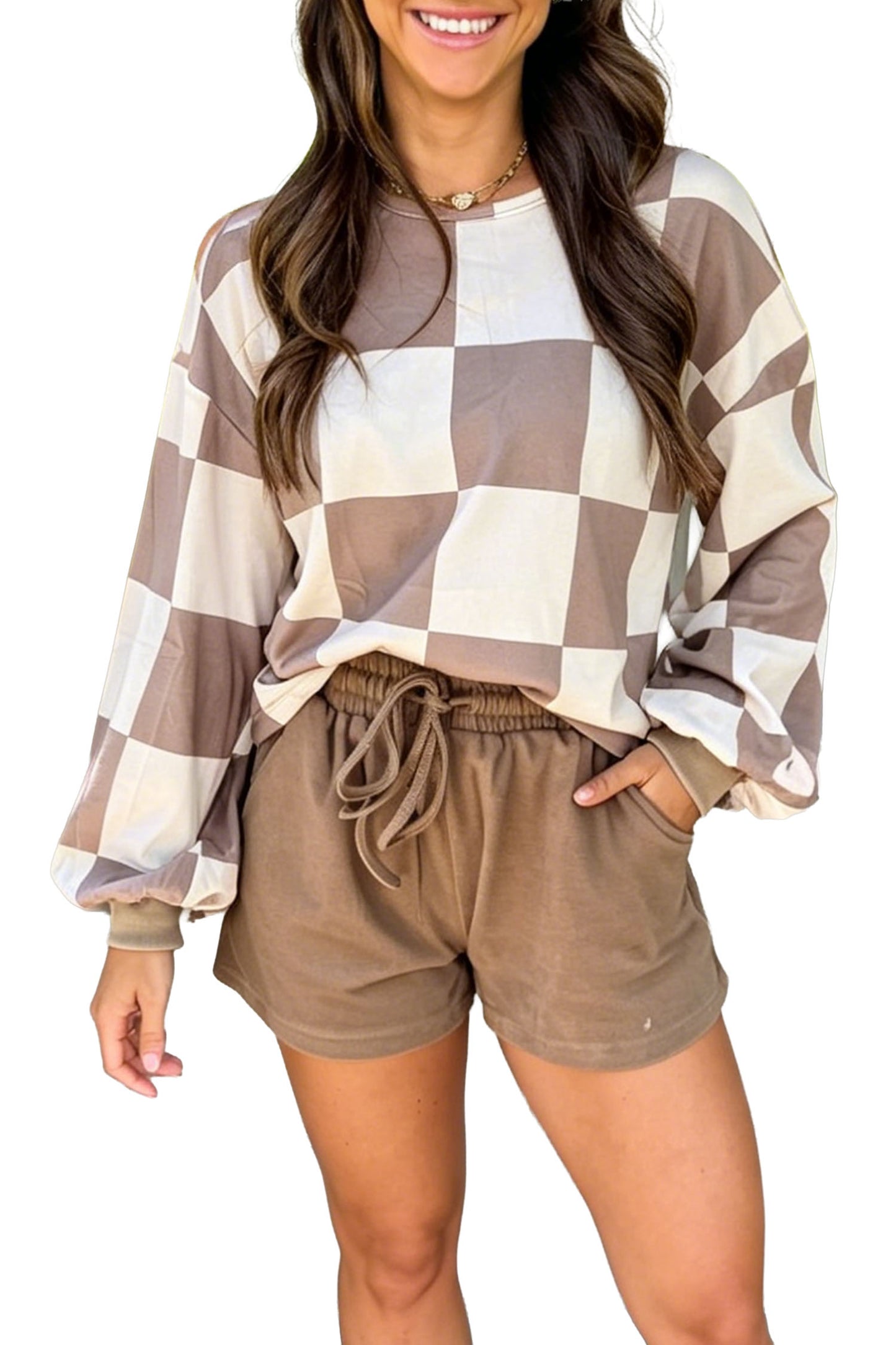 Checkered Plaid Shorts Set