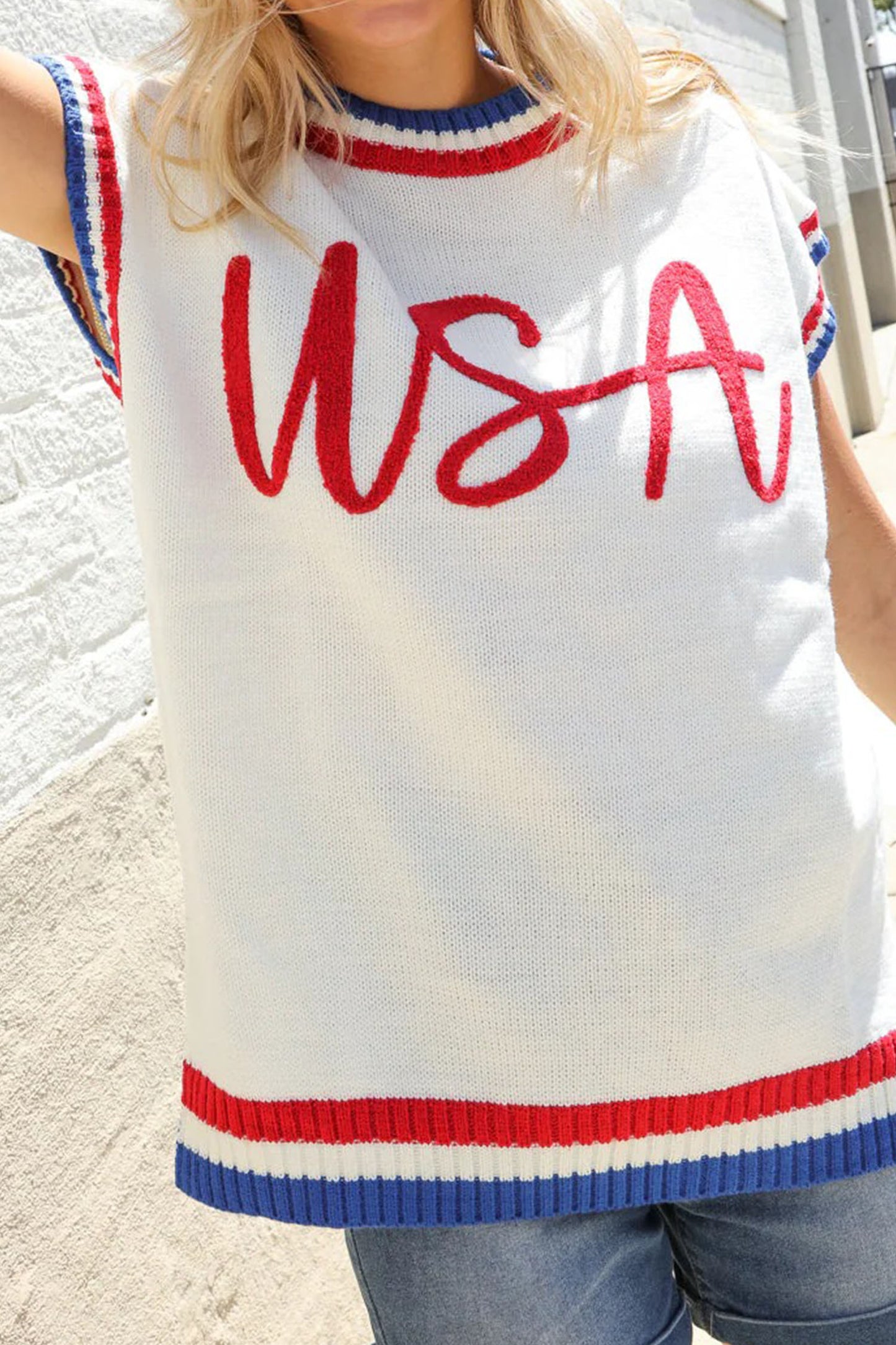 USA Short Sleeve Sweater
