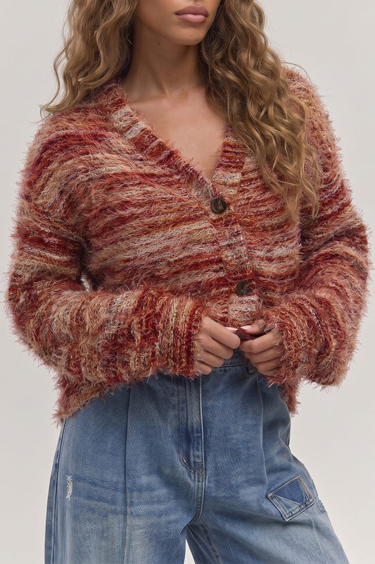 Tawny Fuzzy Cardigan Sweater