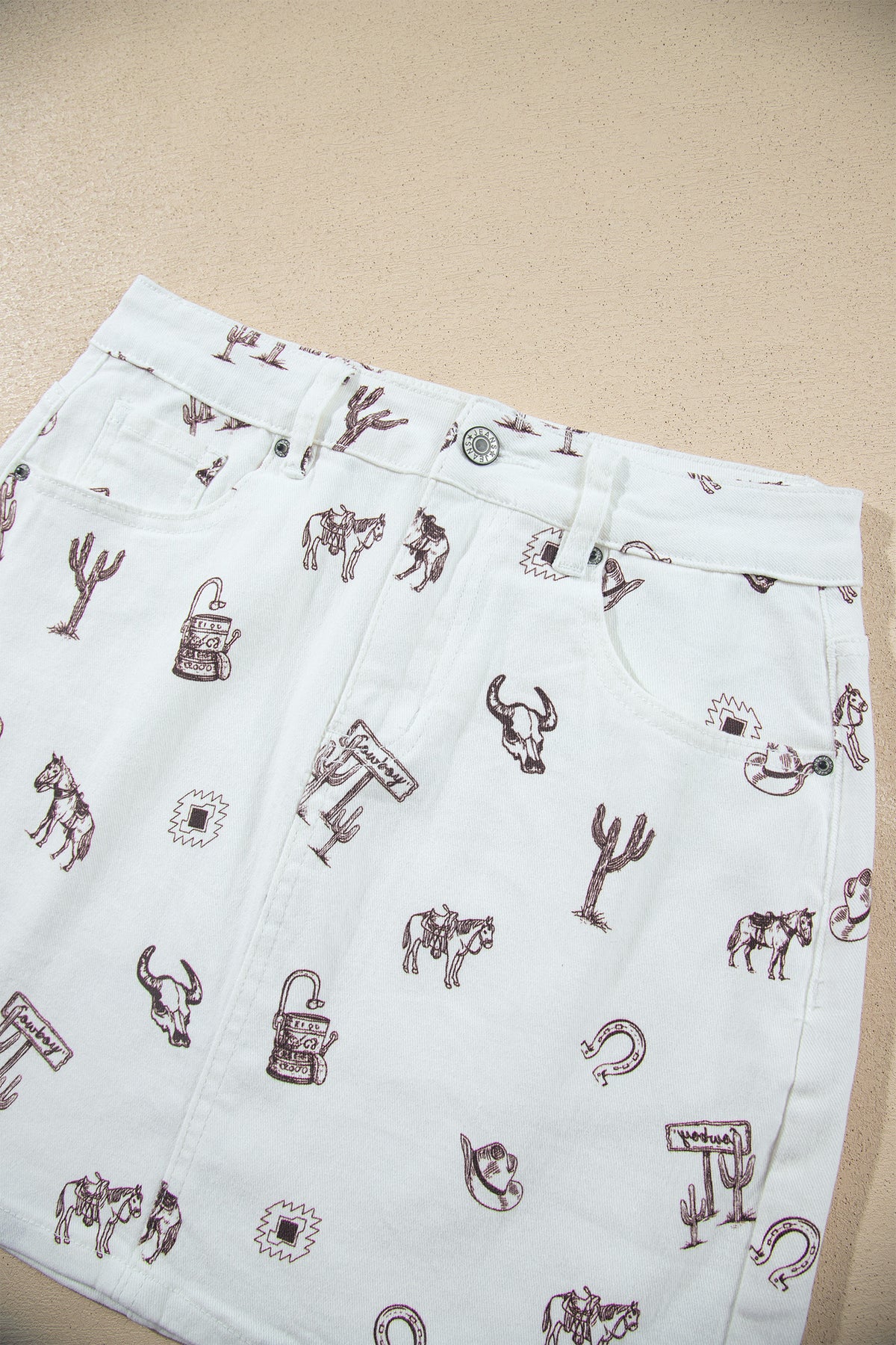 Western Print Denim Skirt
