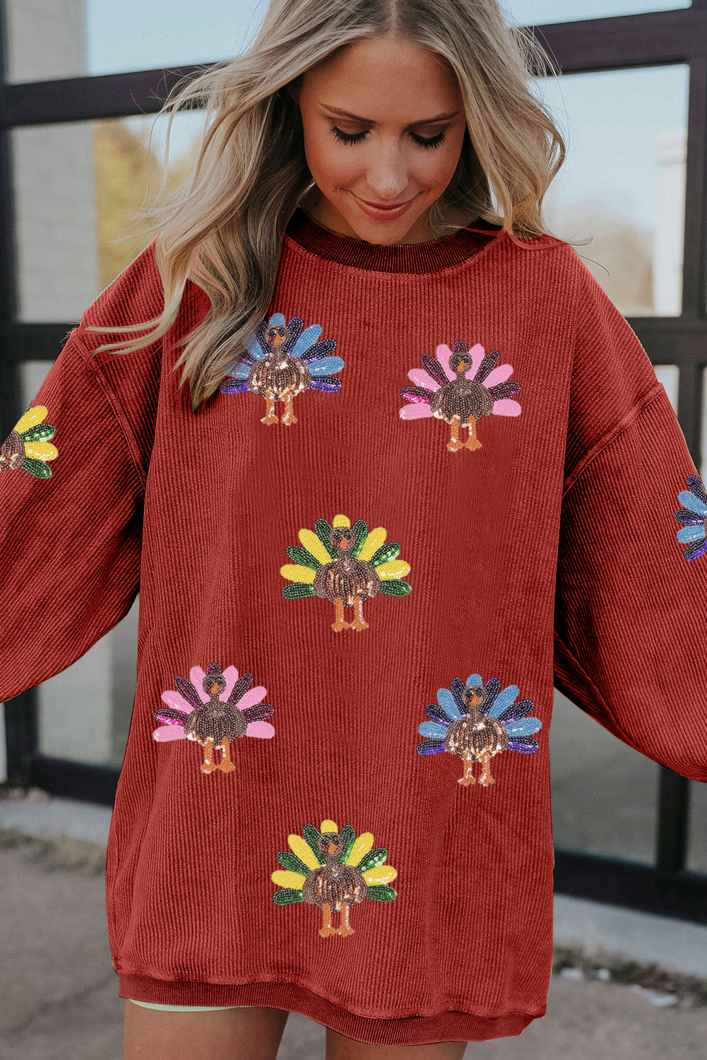 Sequin Turkey Oversized Sweatshirt