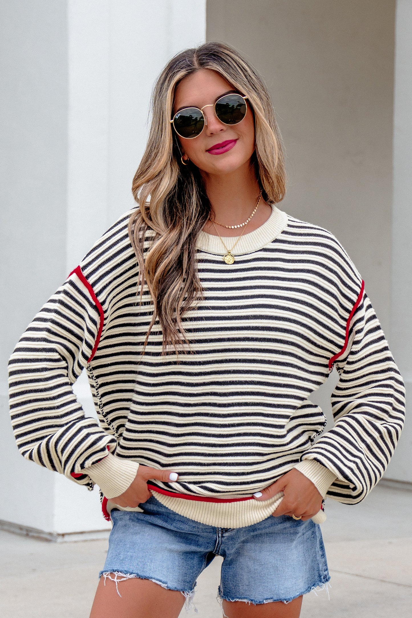 Black Stripe Oversized Sweater