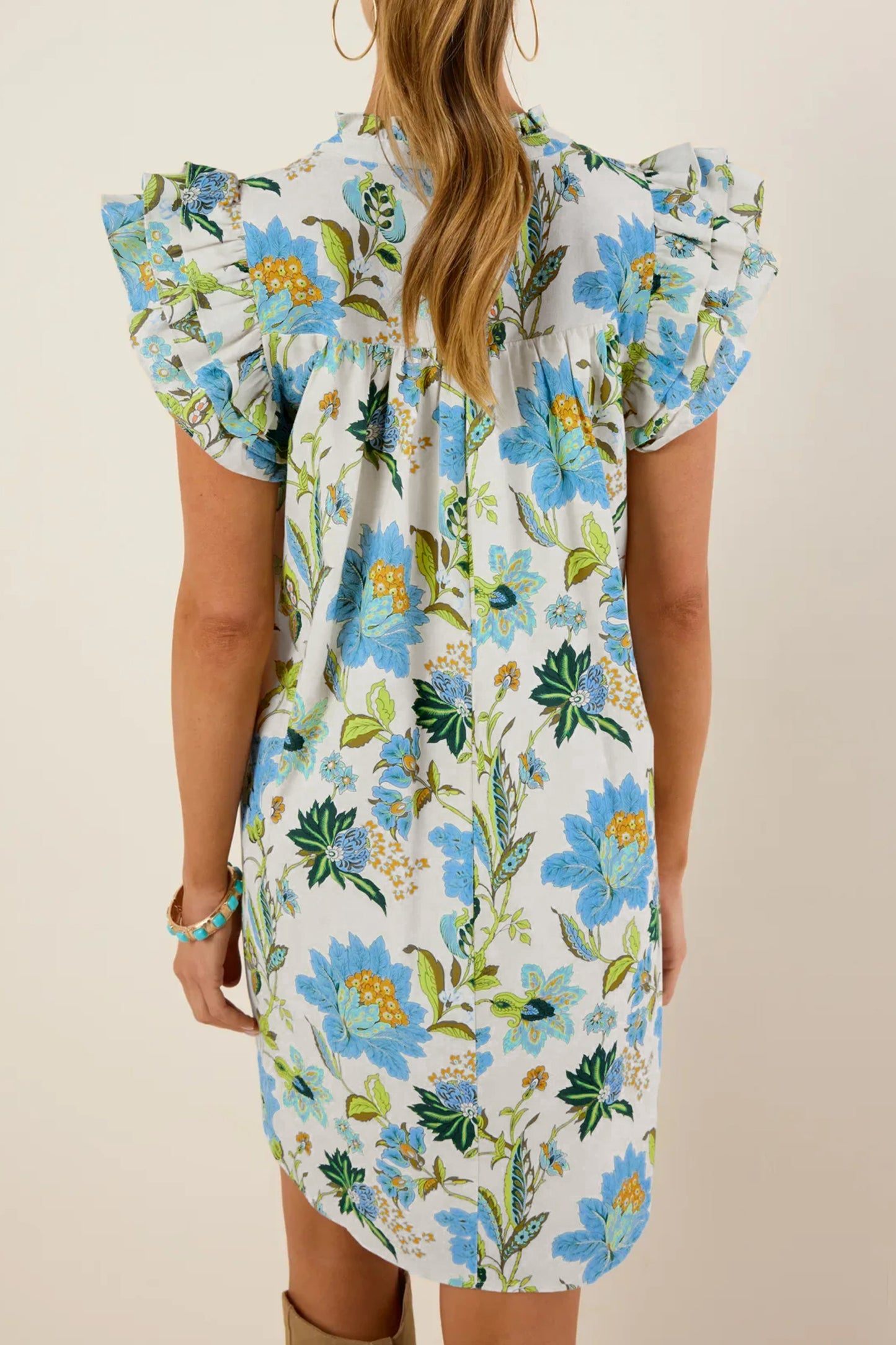 Beige Floral Shift Dress