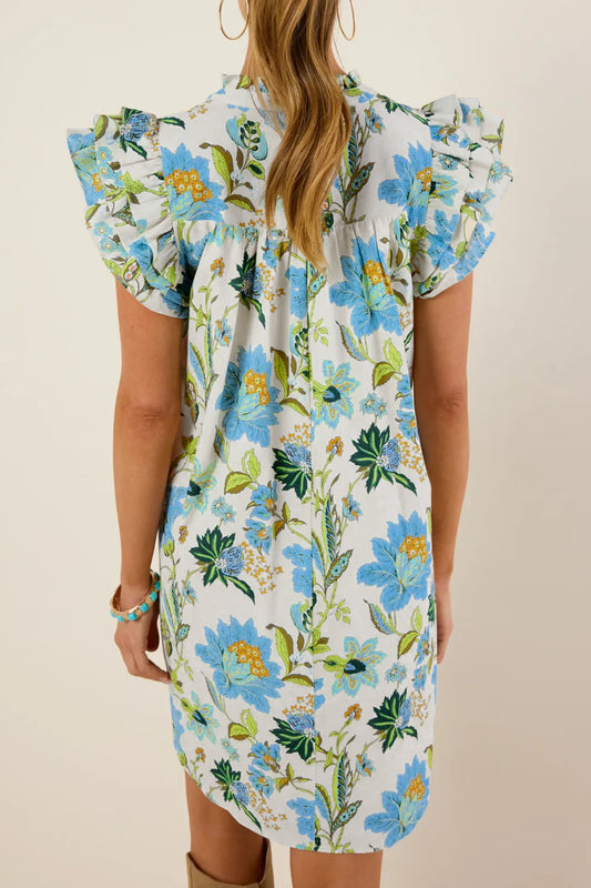 Beige Floral Shift Dress