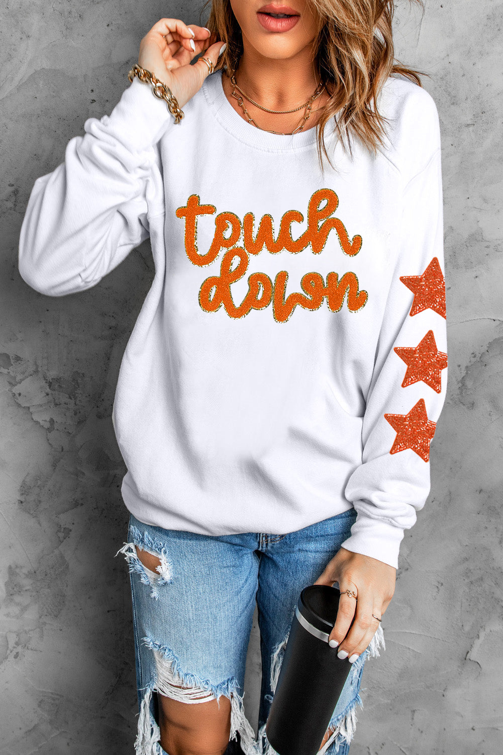 Glittering Touchdown Sleeve Sweatshirt