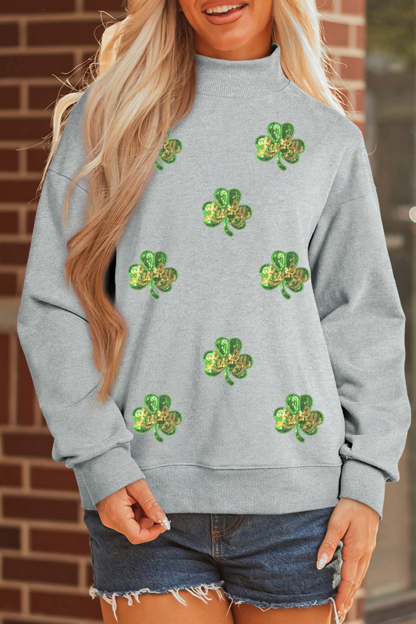 Sequin Lucky Shamrock Sweatshirt