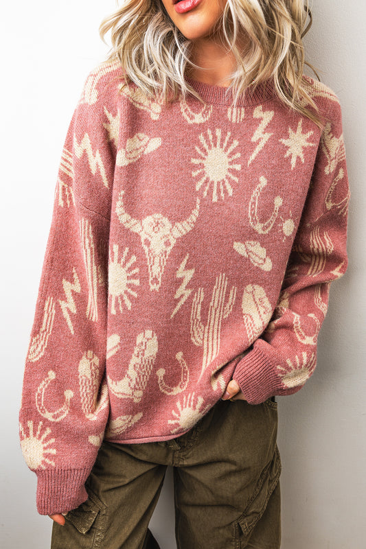 Peach Blossom Western Sweater