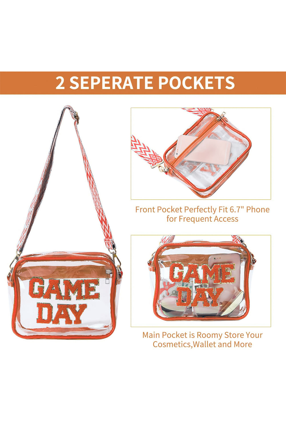 Clear PVC GAMEDAY Crossbody Bag