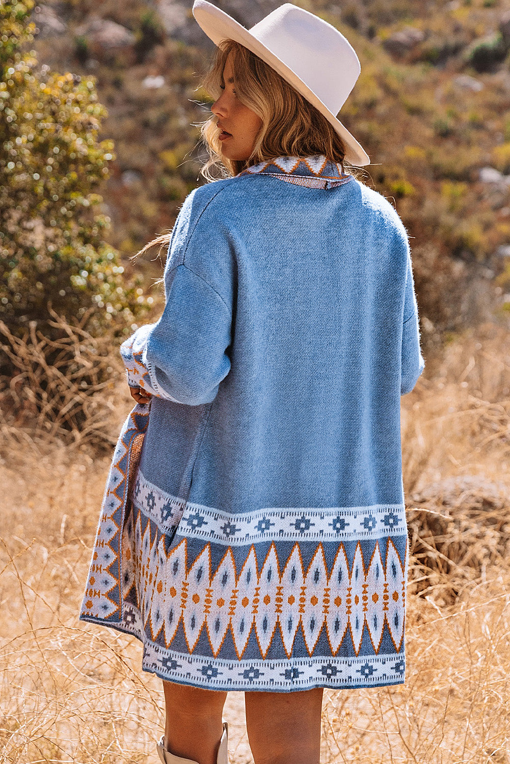 Aztec Print Open Front Cardigan