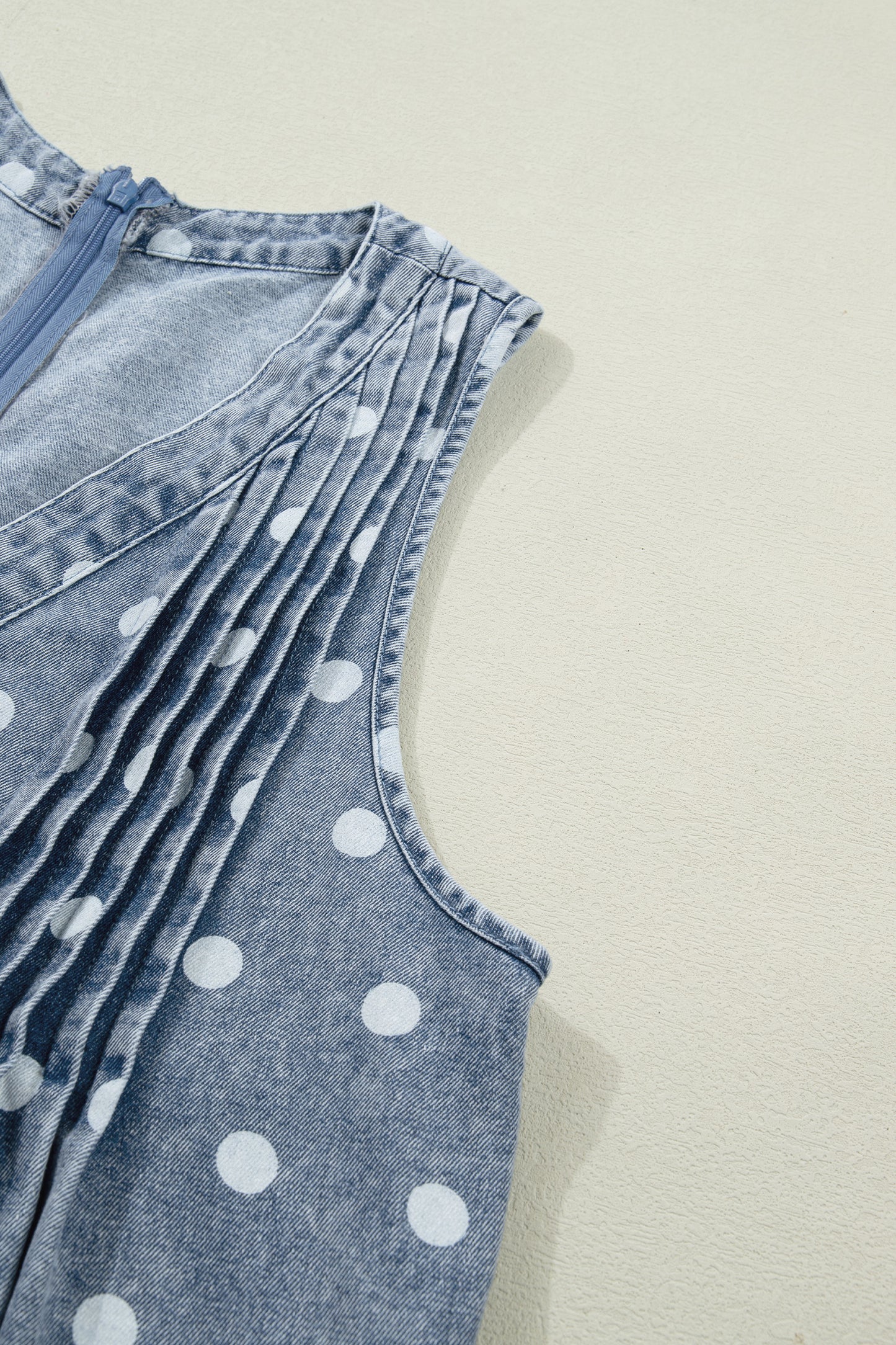 Polka Dot Denim Romper