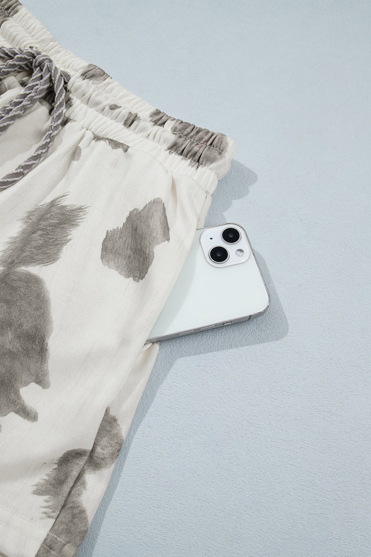 Grey Cow Print Western Two-Piece Set