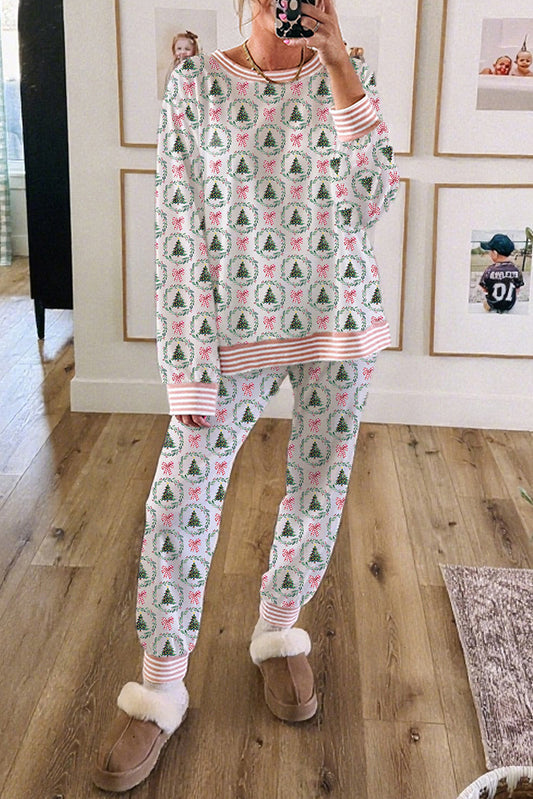Christmas Tree Print  2pcs Lounge Set