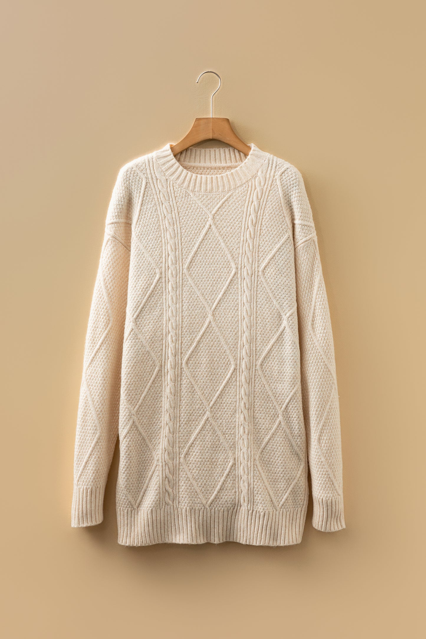 Relaxed Cable Knit  Sweater Dress