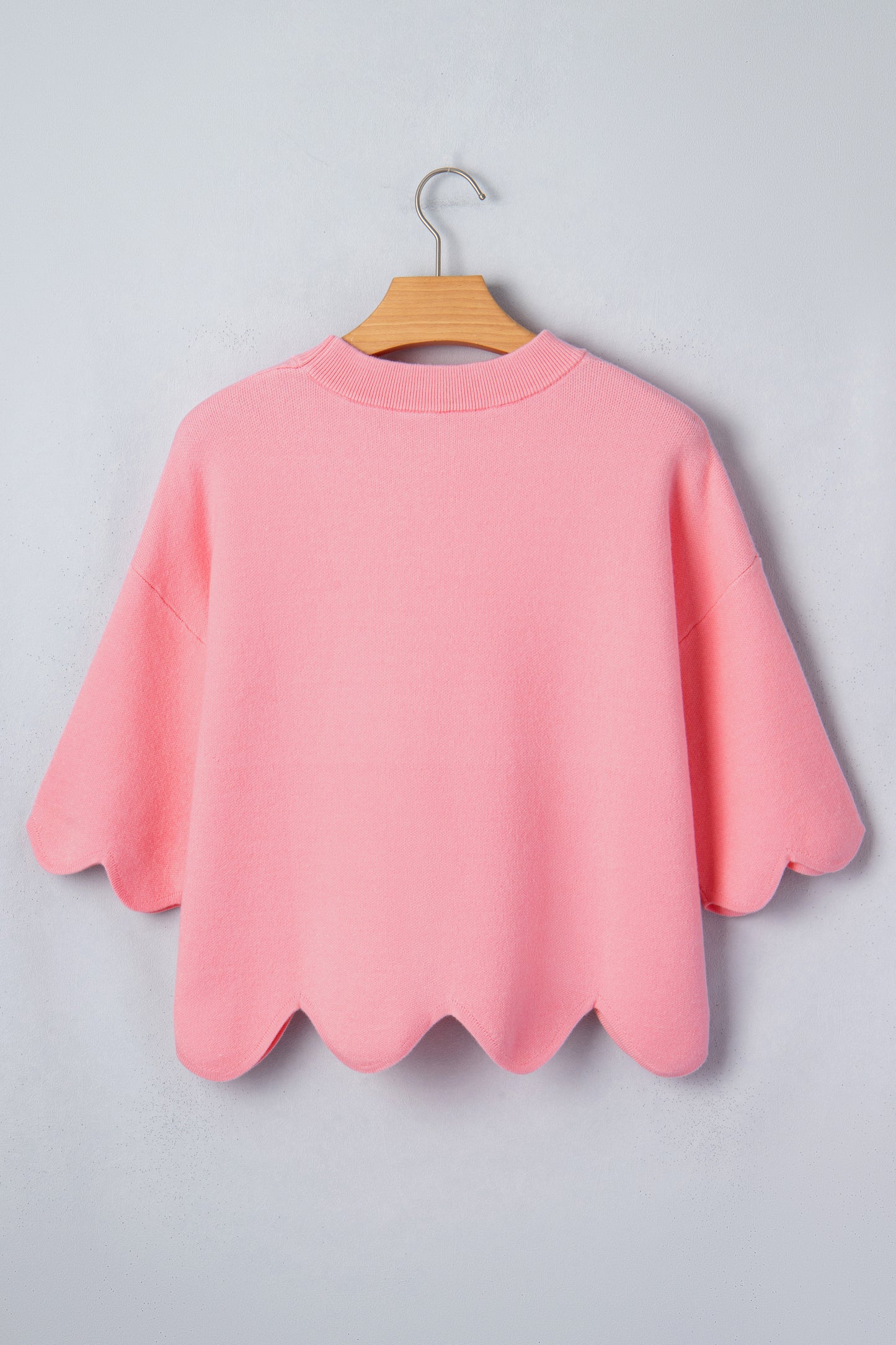 Scalloped 3/4 Sleeve Sweater Top