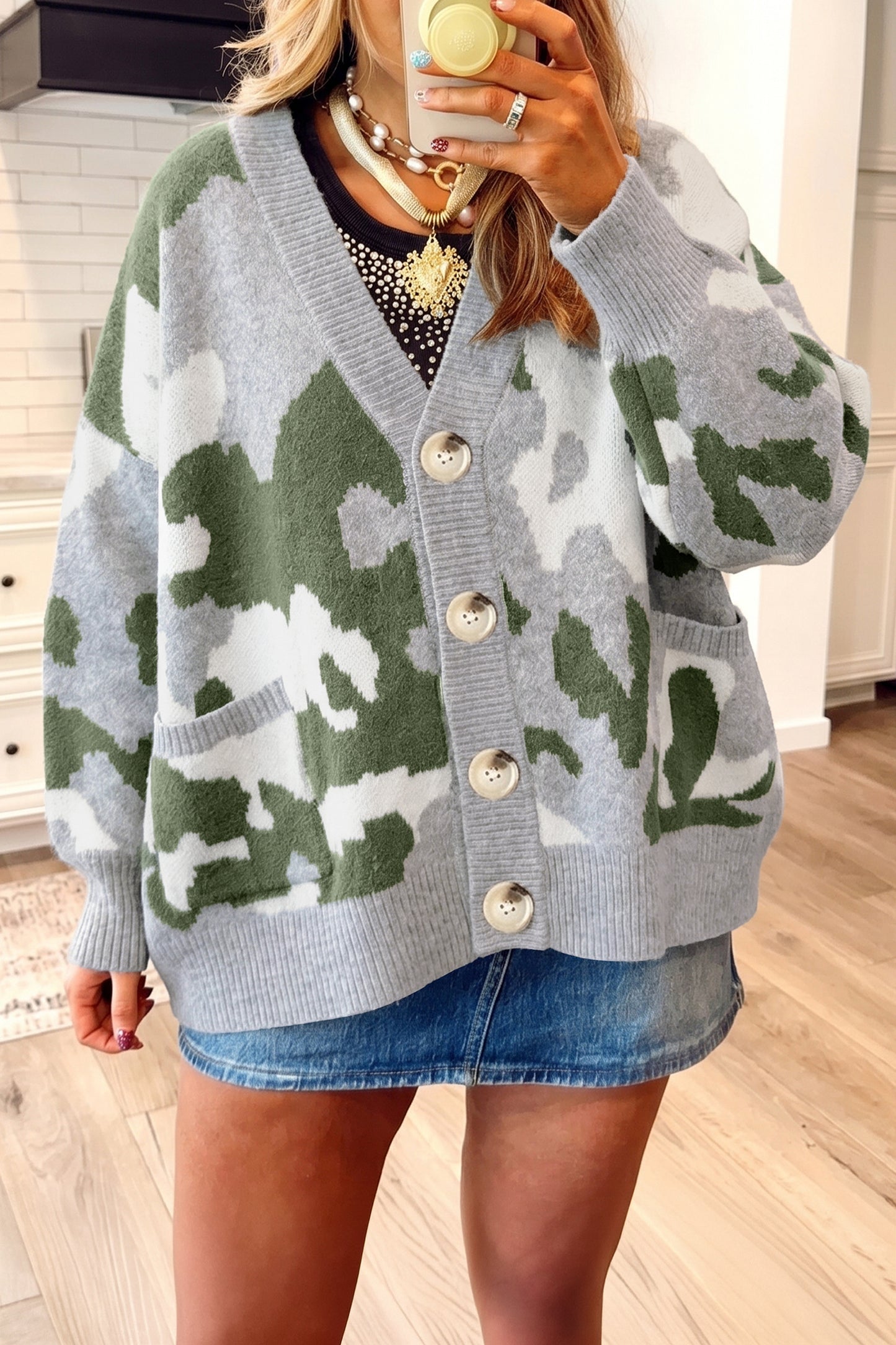 Camouflage Oversized Cardigan