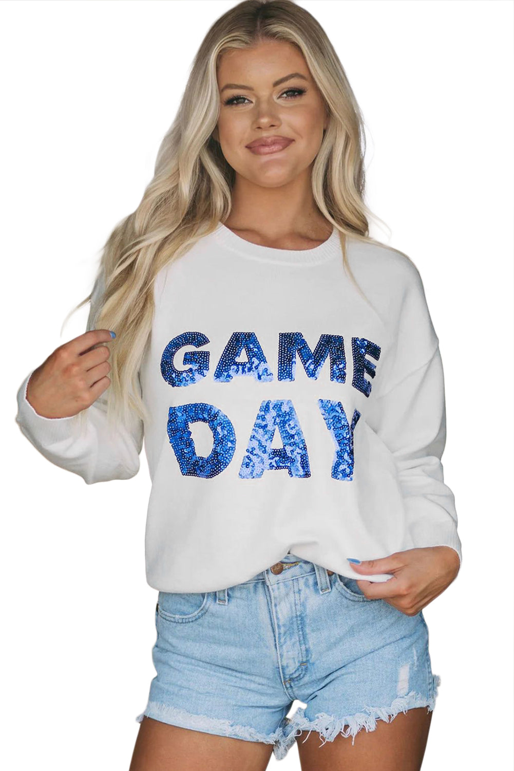Blue Sequin Gameday Sweatshirt