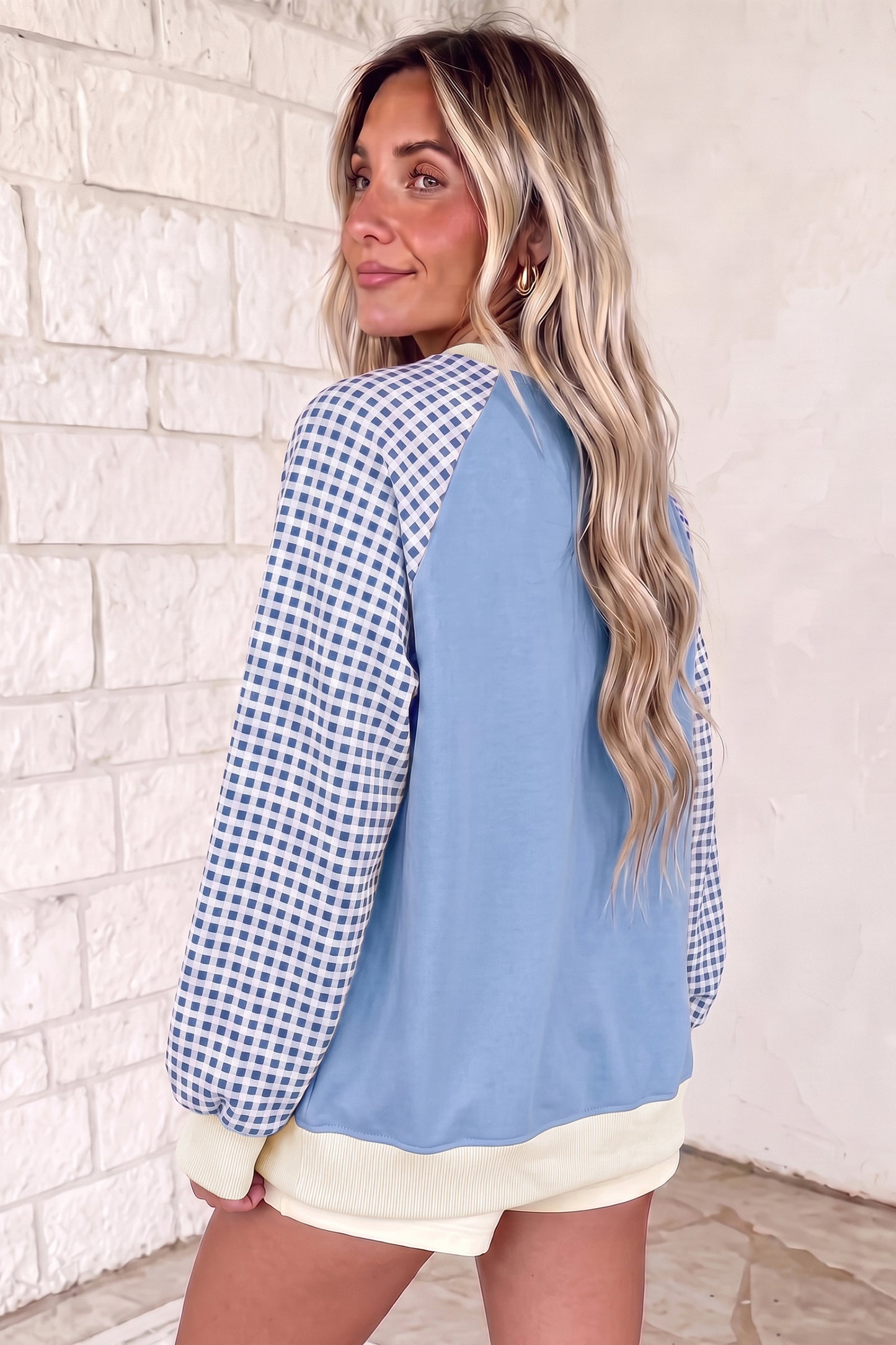 Plaid Sleeve Sweatshirt