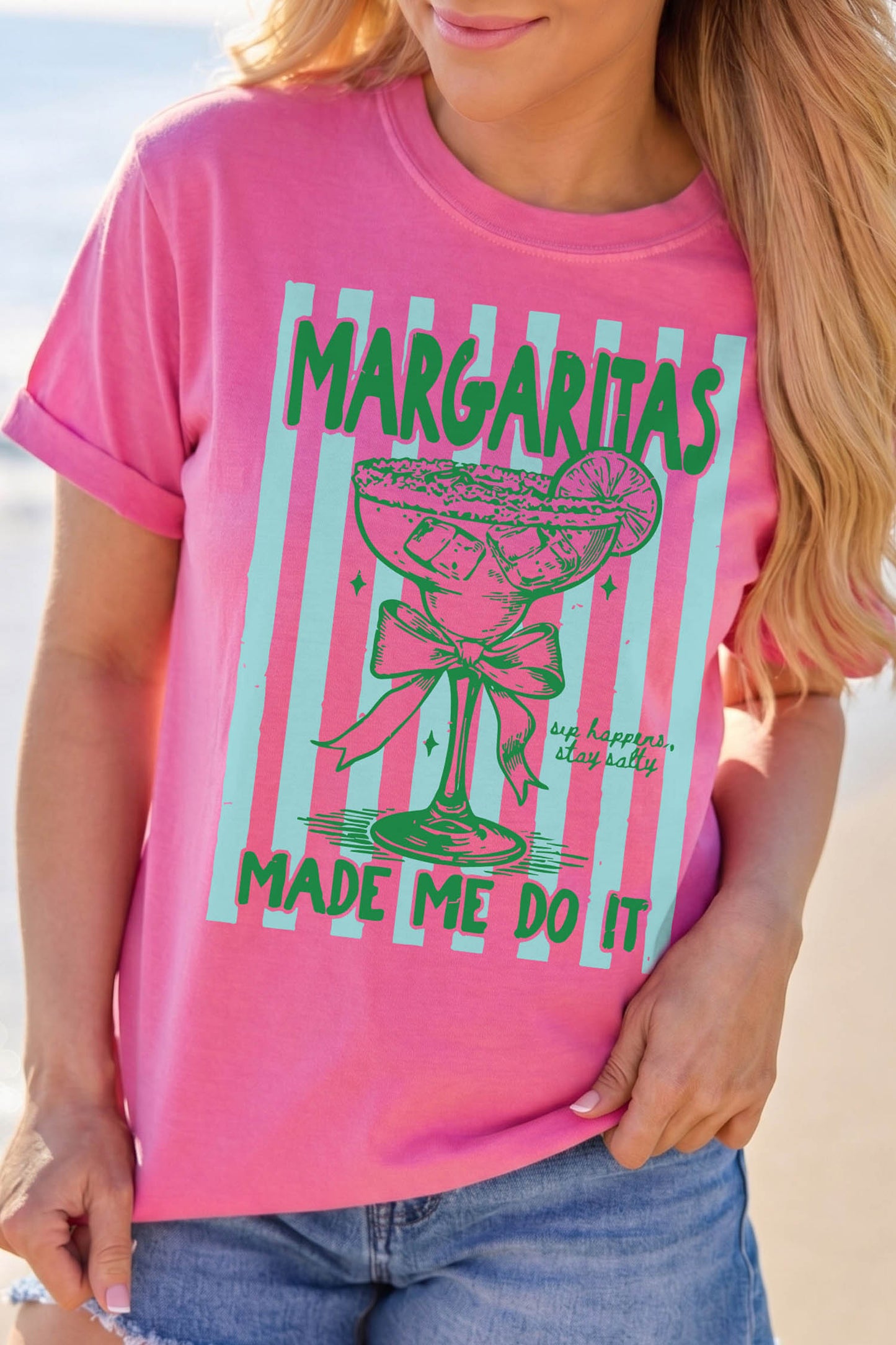 Margaritas Made Me Do It graphic summer tee
