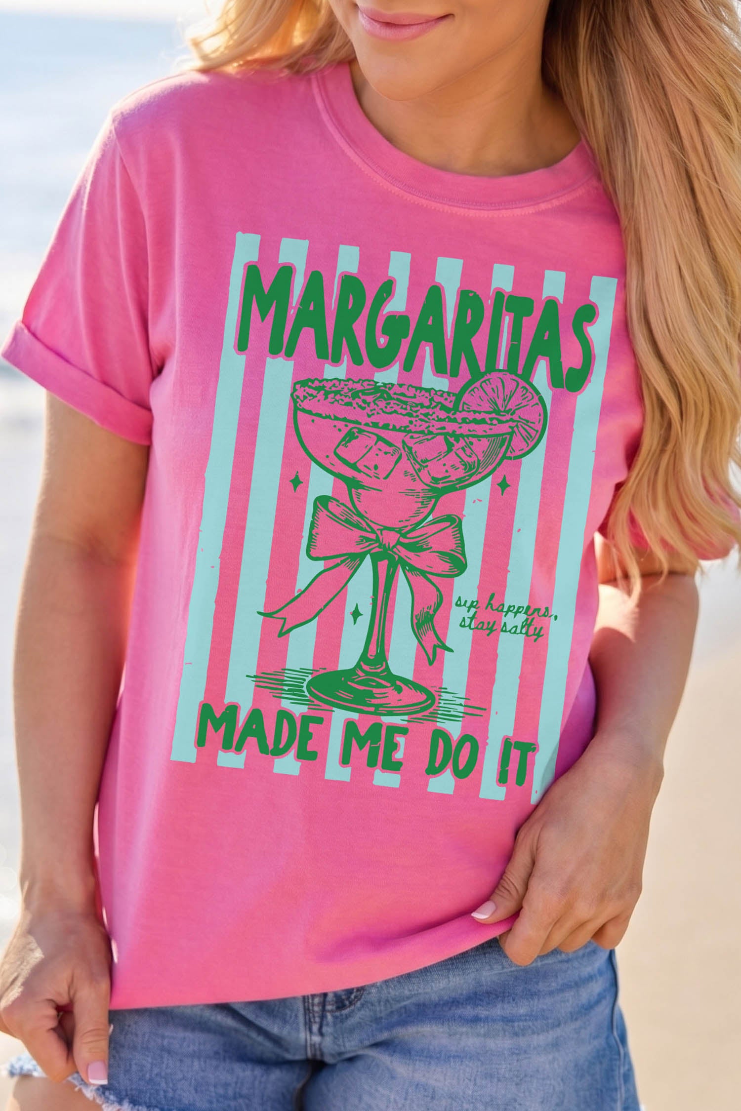 Margaritas Made Me Do It graphic summer tee
