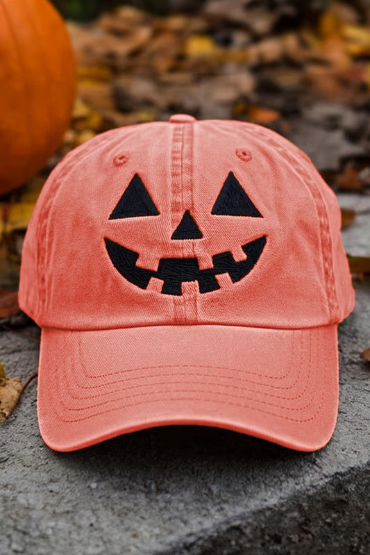 Orange Jack O' Lantern Embroidered Baseball Cap