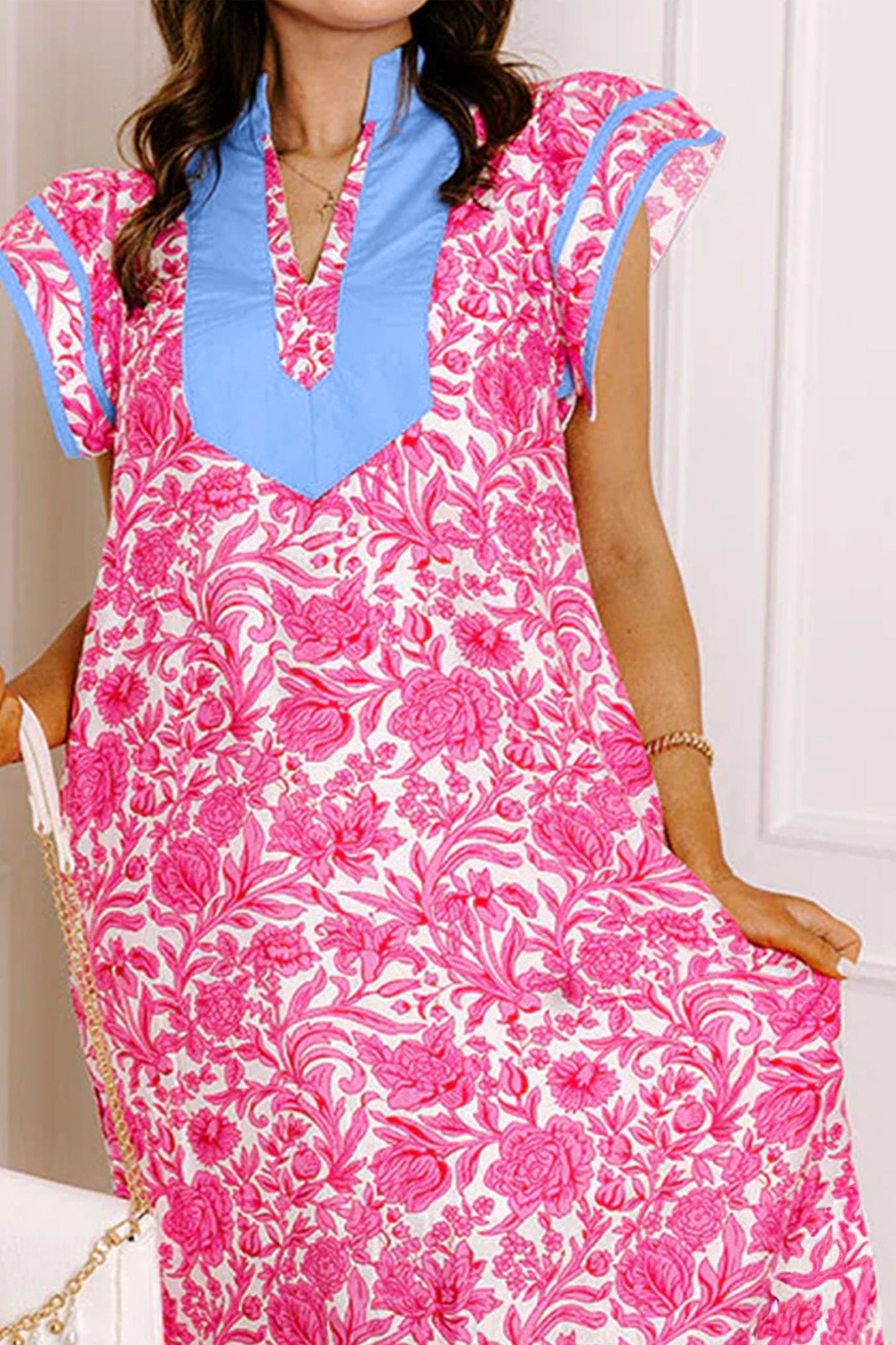 Pink Floral Maxi Dress