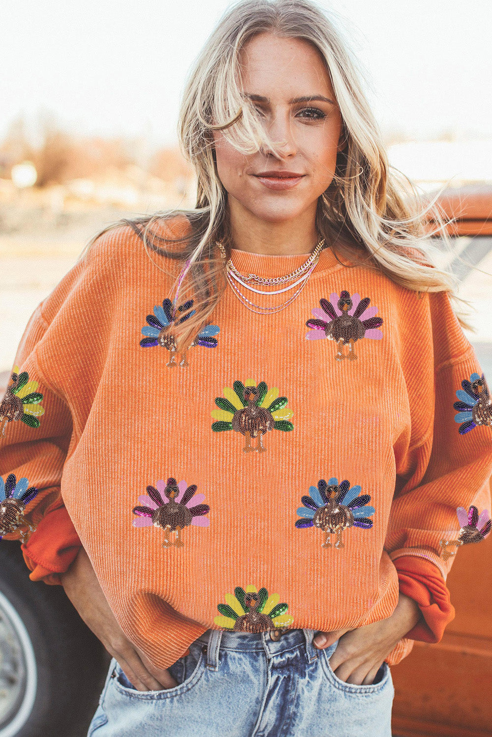 Sequin Turkey Oversized Sweatshirt