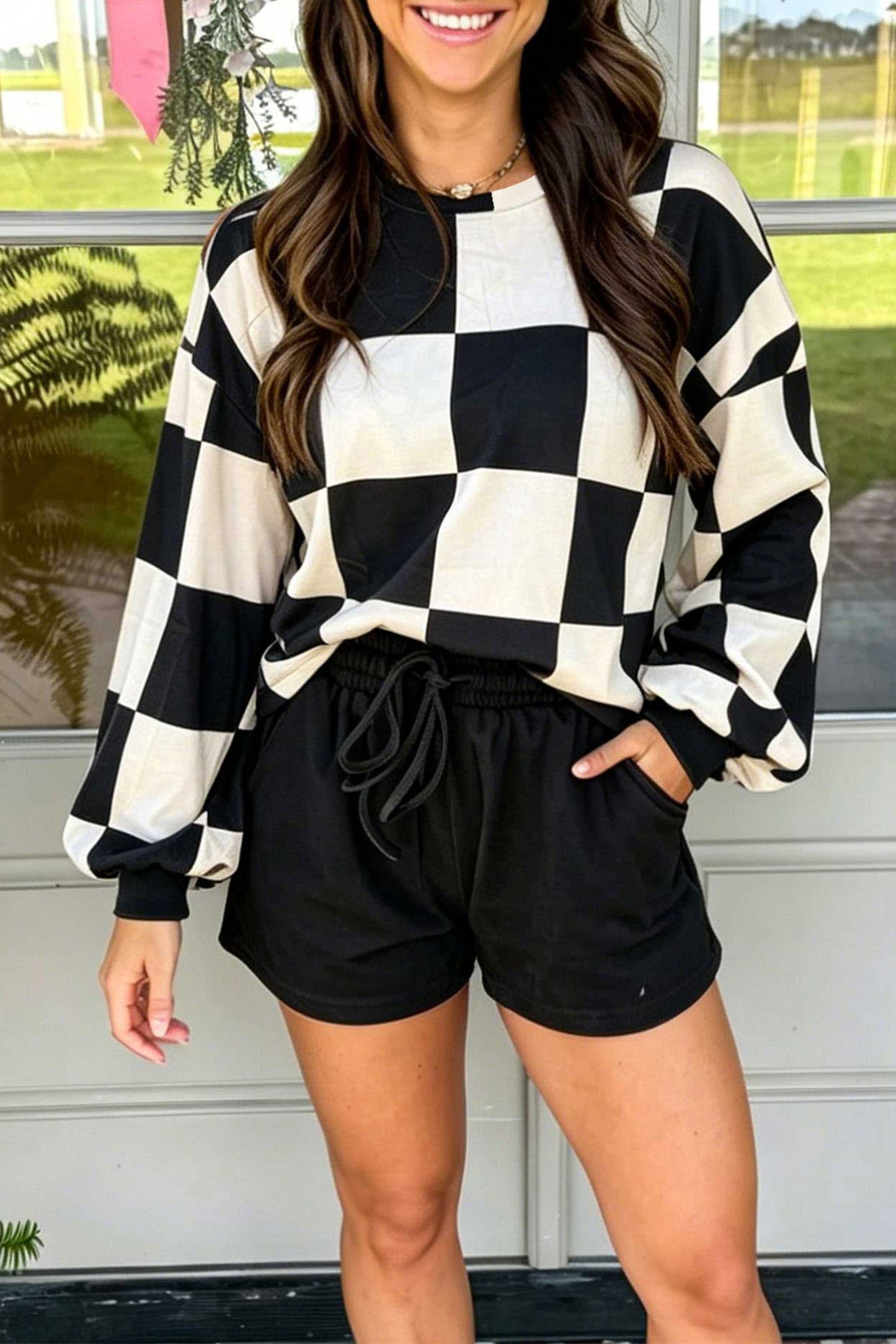 Checkered Plaid Shorts Set