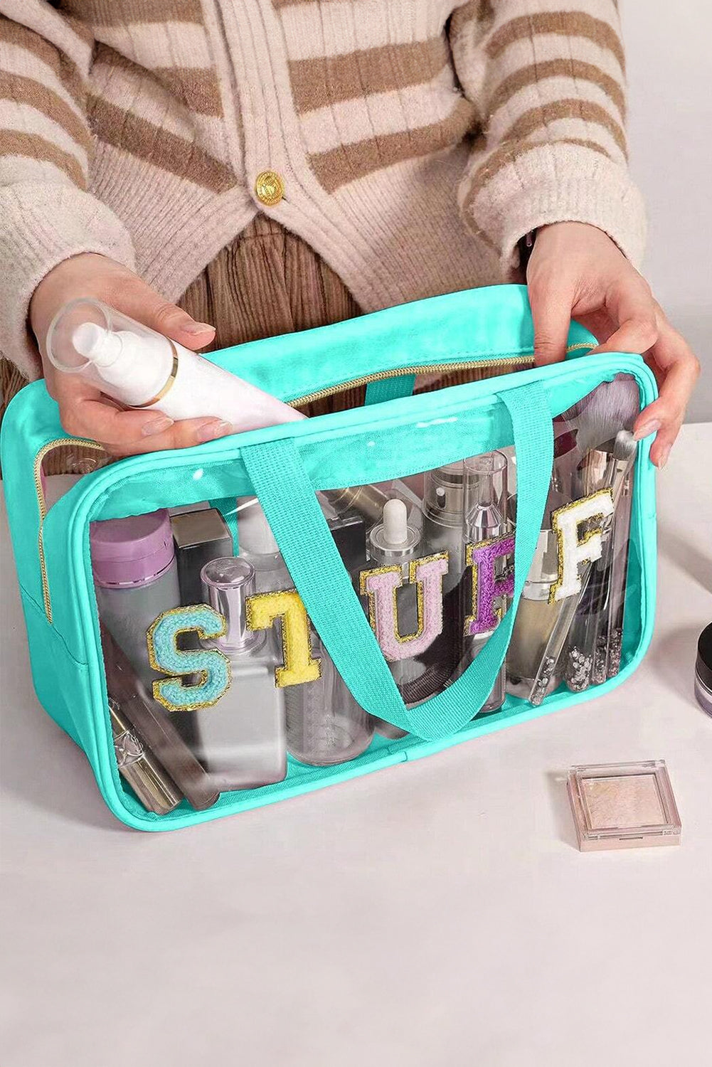 STUFF Chenille Patch Clear Makeup Bag