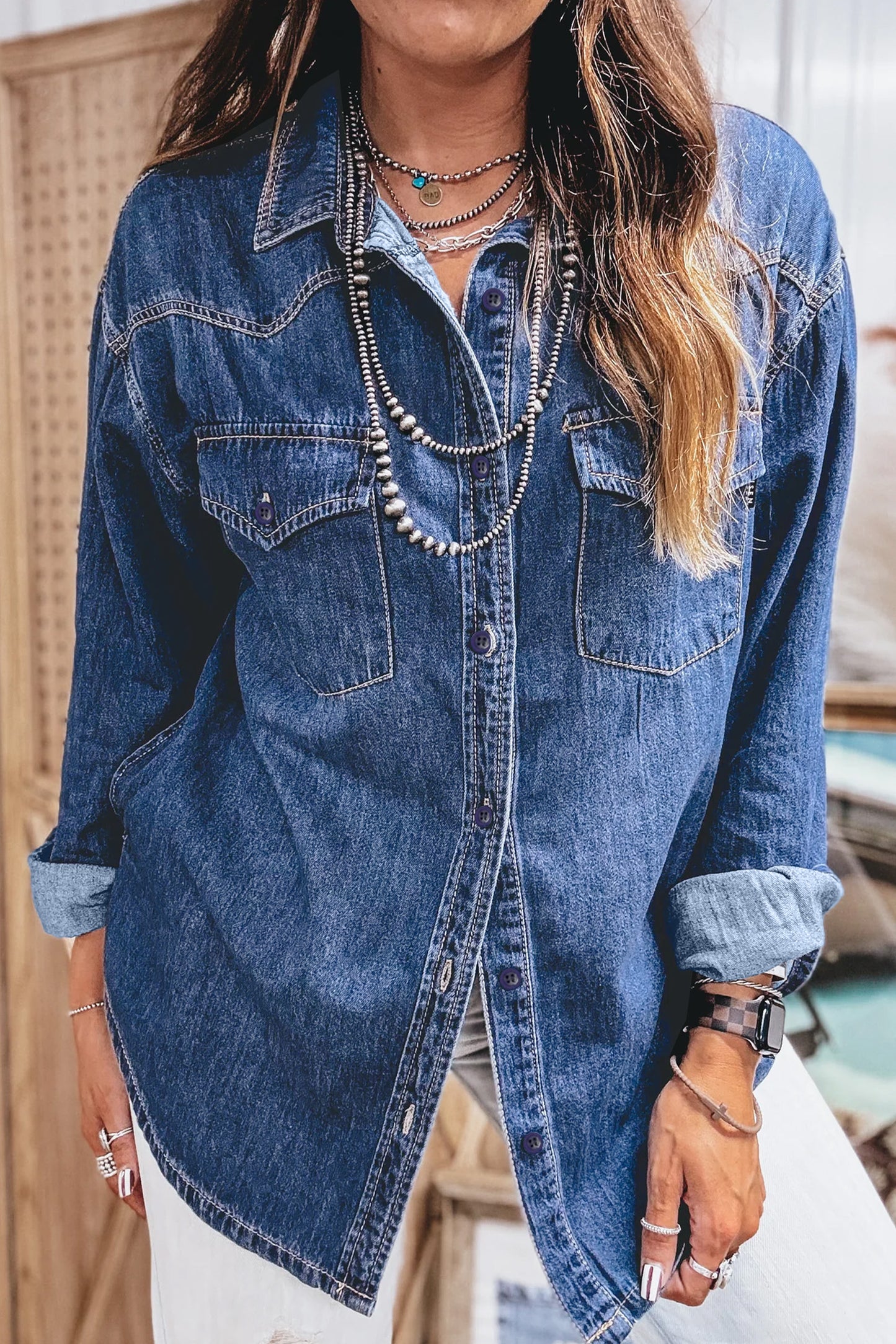 Western Patch Pocket Denim Shirt