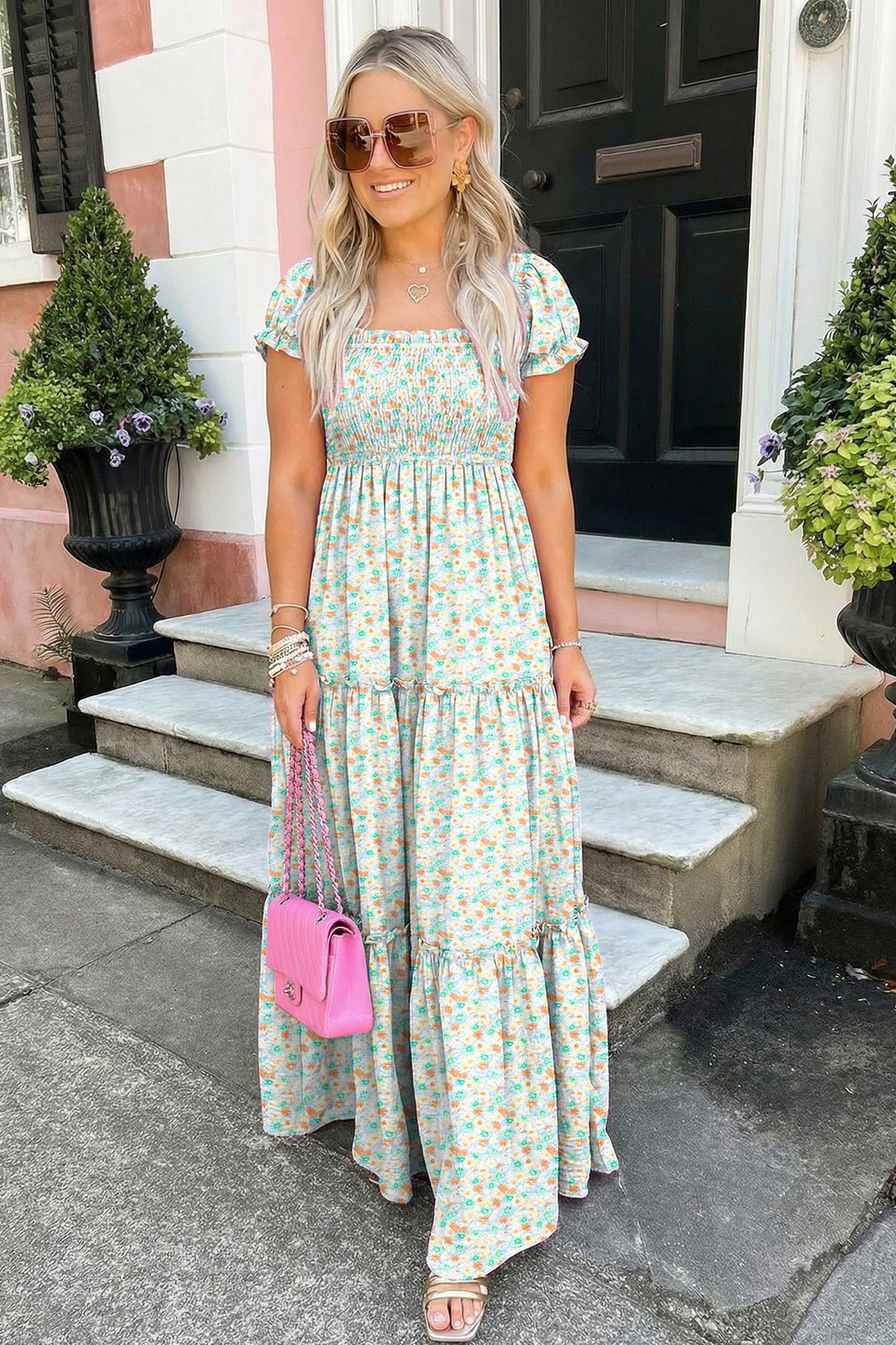 Floral High Waist Maxi Dress