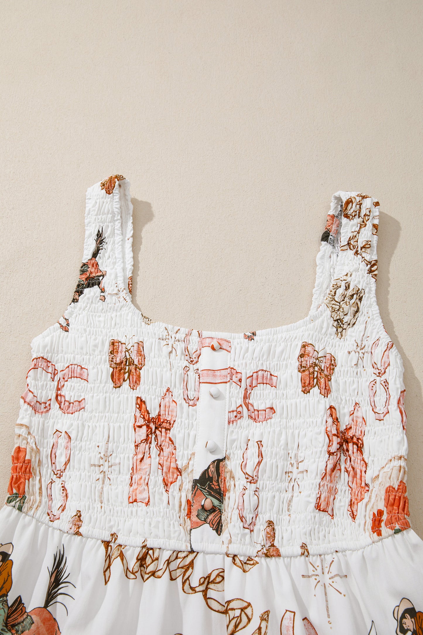 Western Print Sleeveless Midi Dress