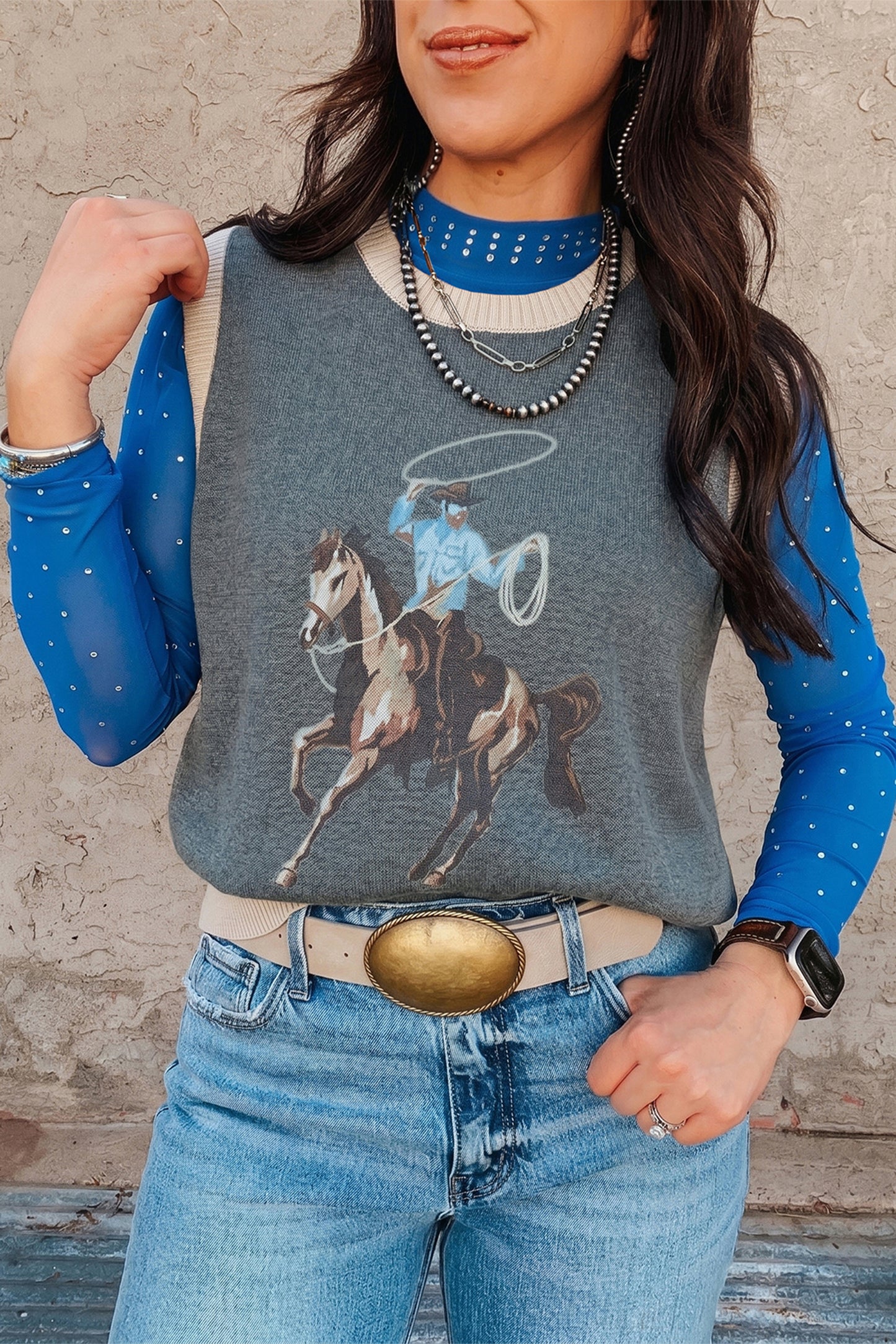 Western Sleeveless Sweater