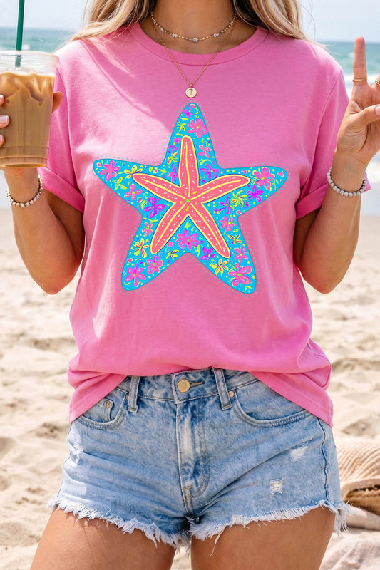 Pink Floral Starfish Tee