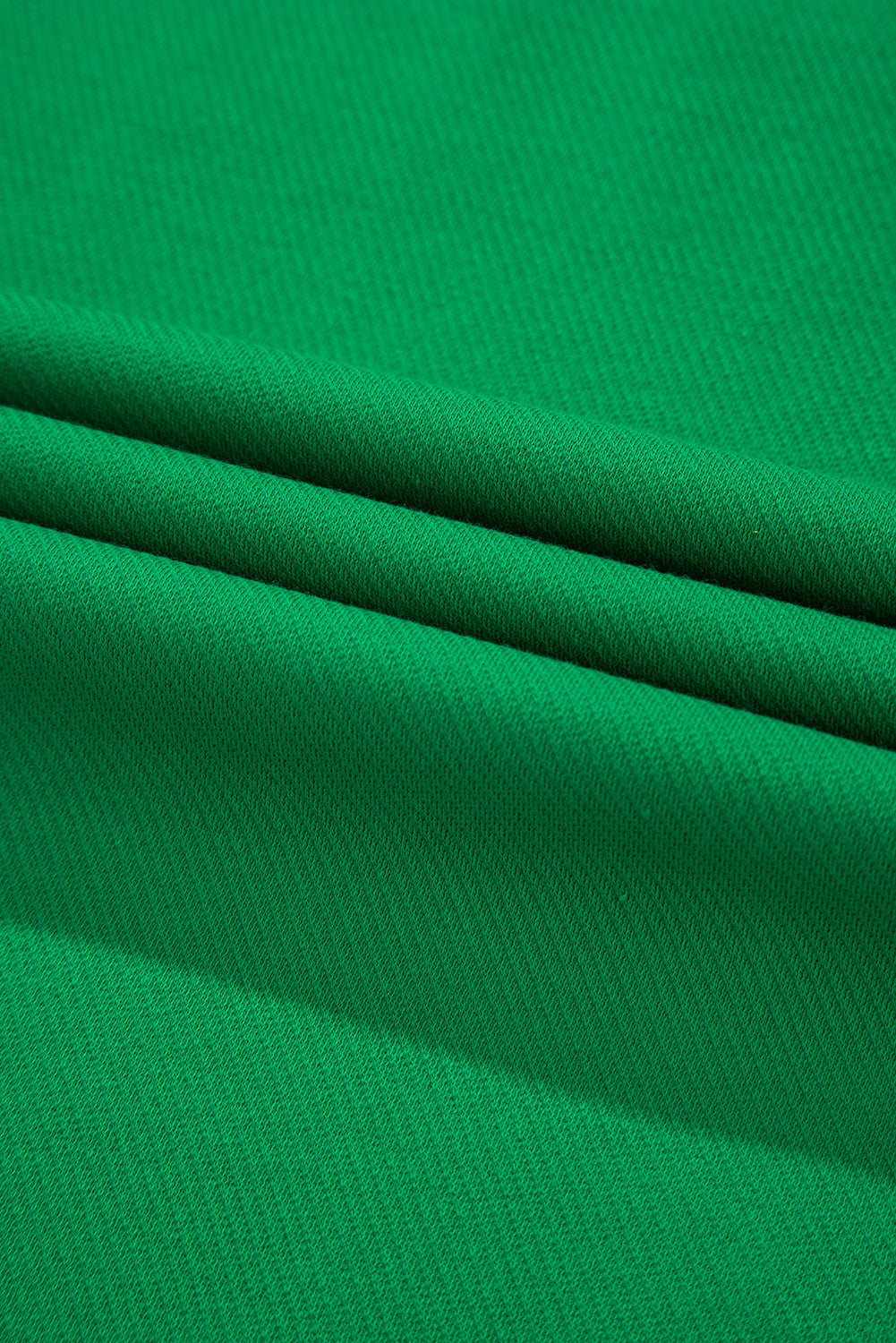 Green Contrast Trim Textured Tee and Shorts Set