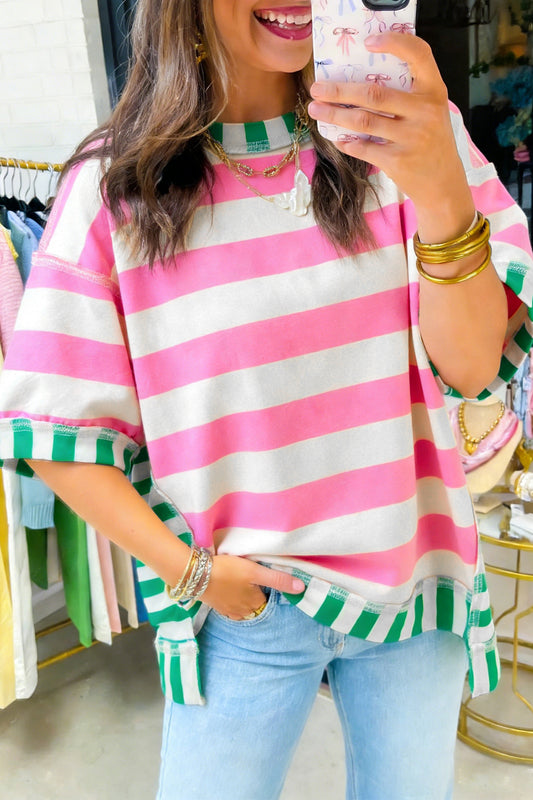 Contrast Stripe Oversized Top