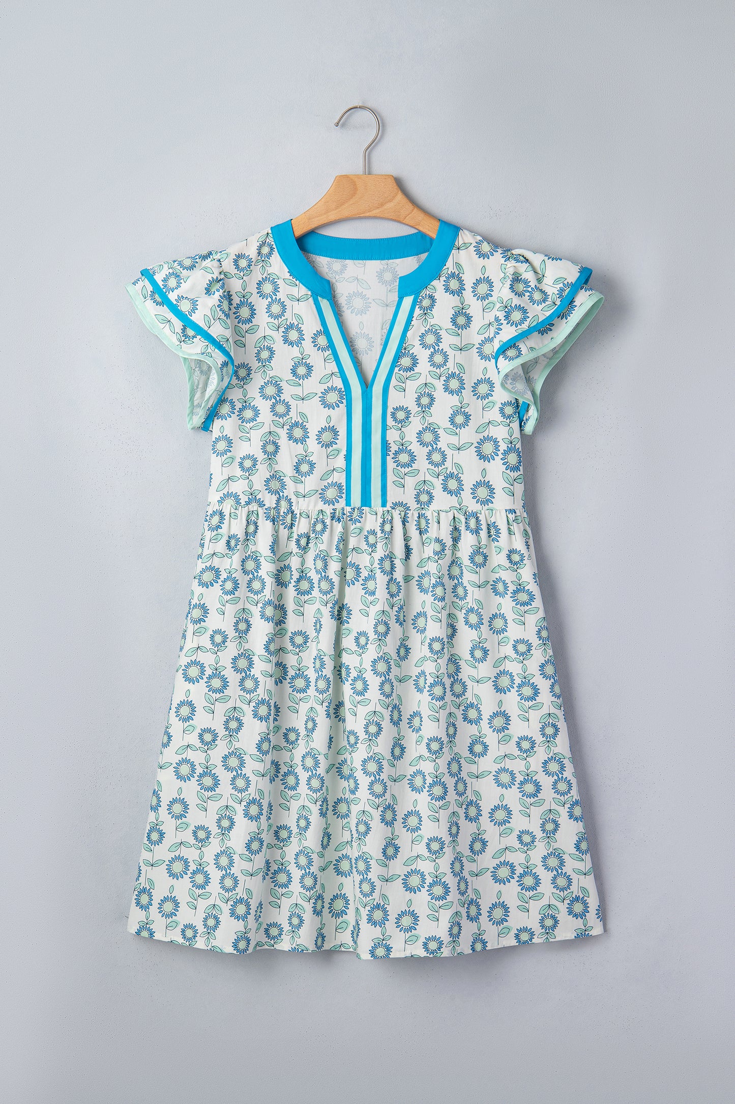 Sunflower Printed Flutter Sleeve Mini Dress