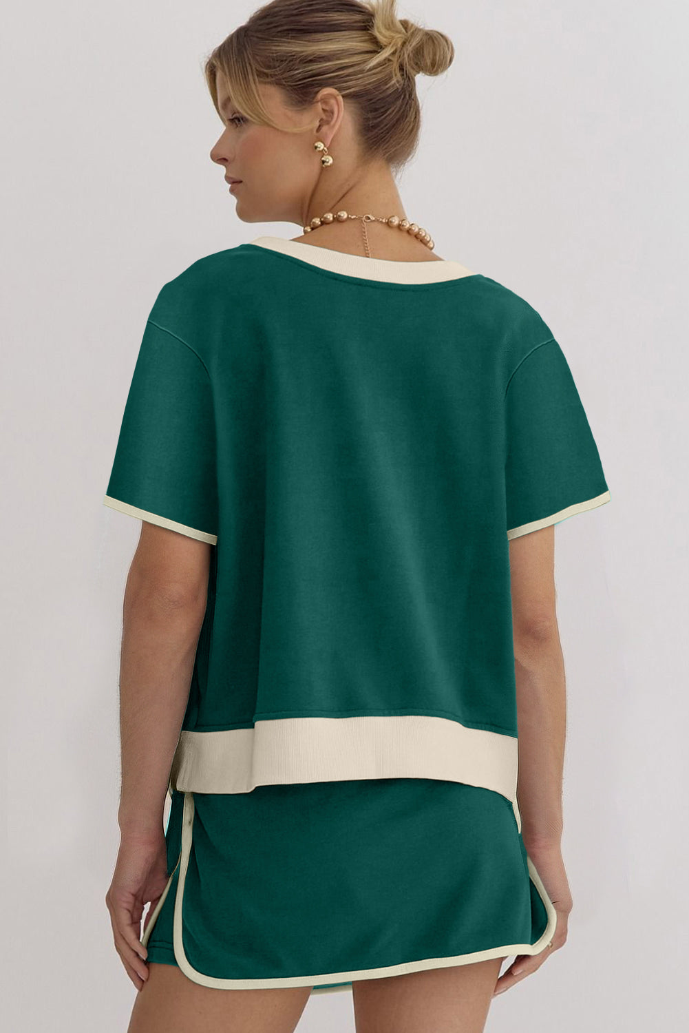 Contrast Trim Skort Set