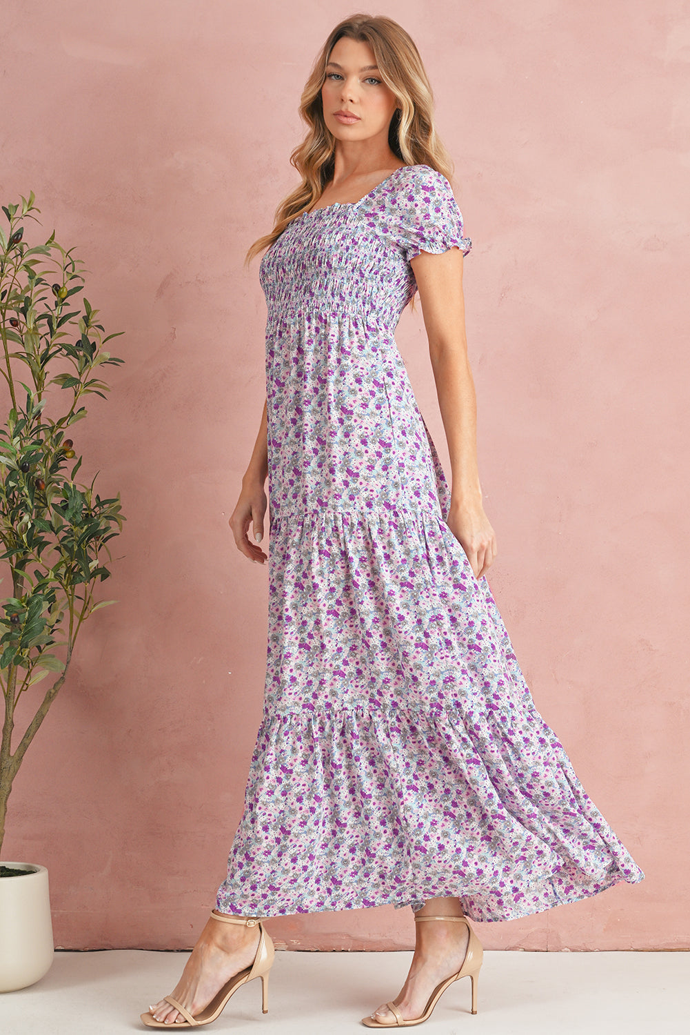 Floral High Waist Maxi Dress