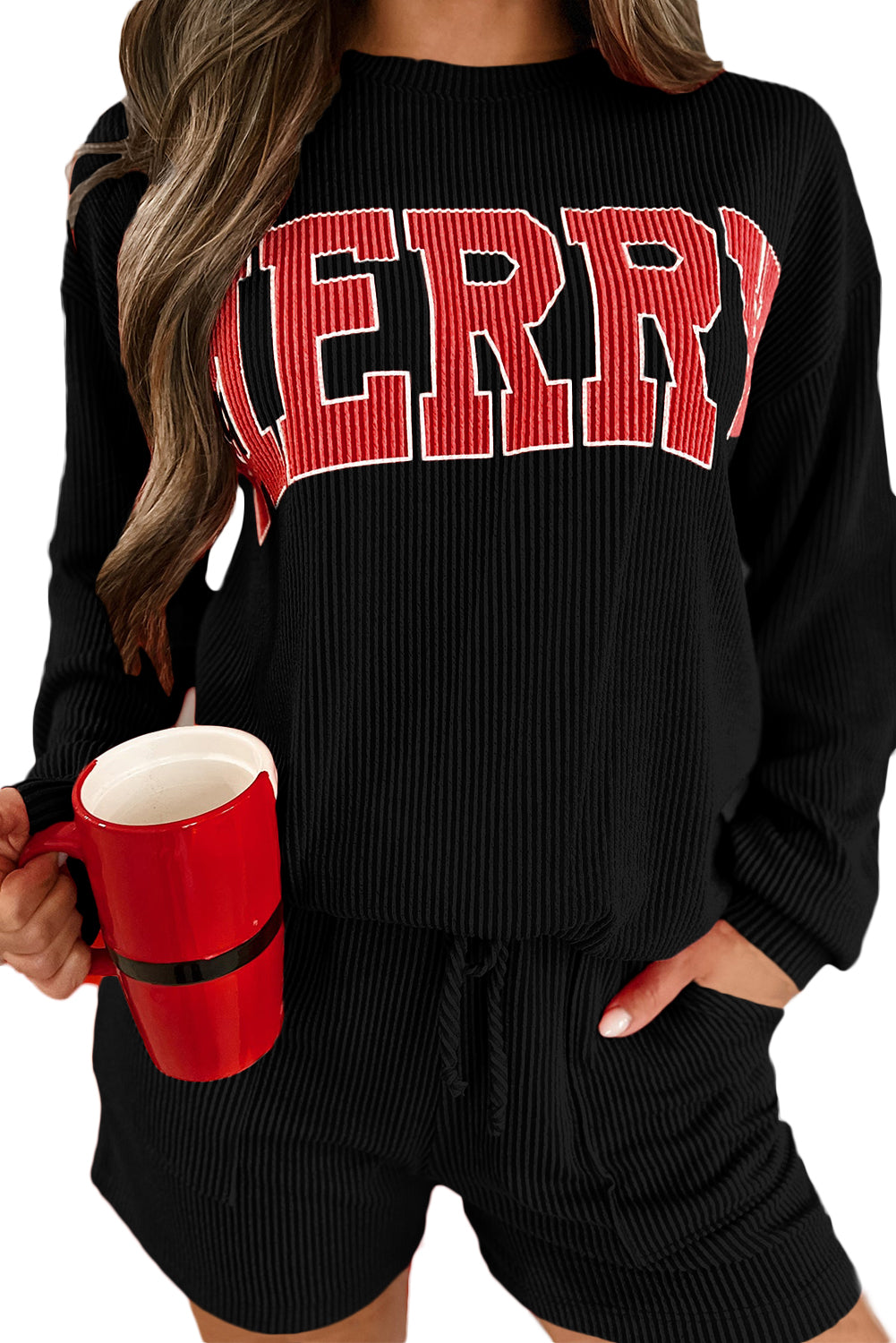 Corded MERRY Shorts Pajama Set