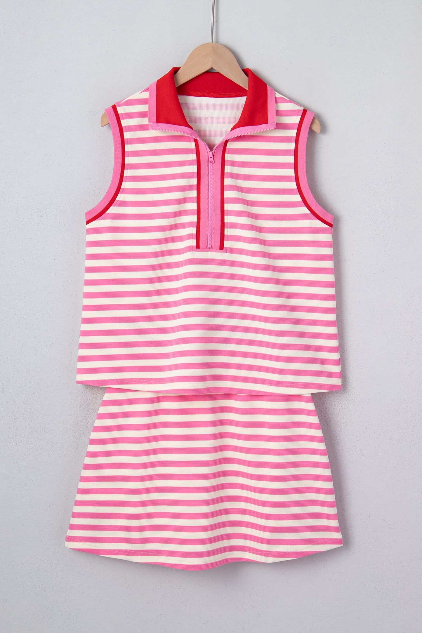 Striped Quarter Zip Skort Set