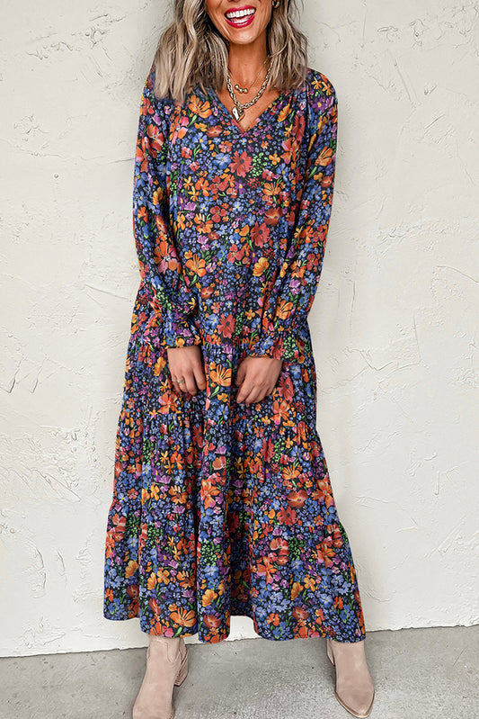 Floral Print Flowy Maxi Dress