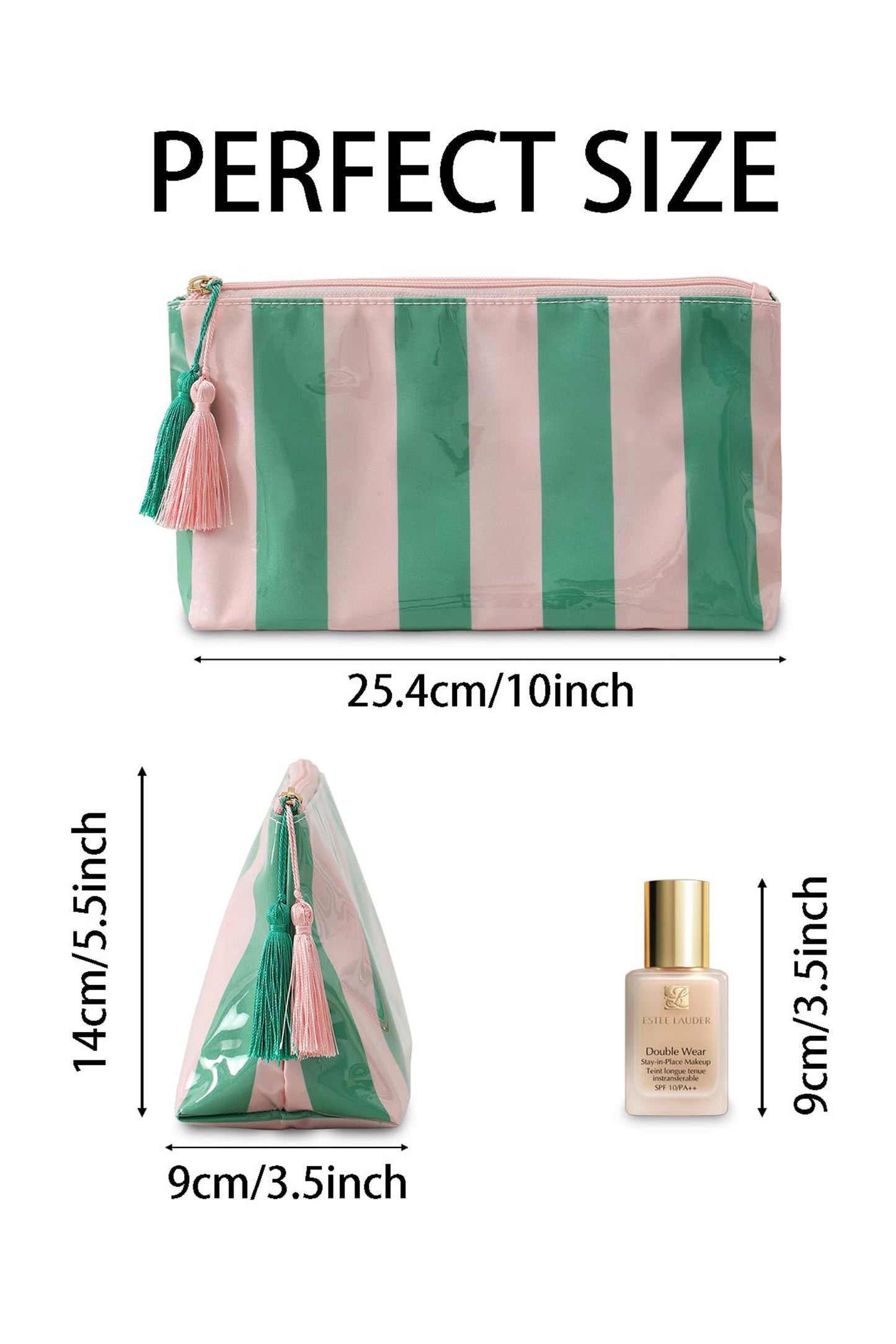Striped Vinyl Waterproof  Zipper Bag