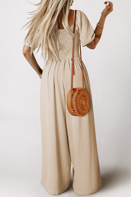 Smocked Wide Leg Jumpsuit