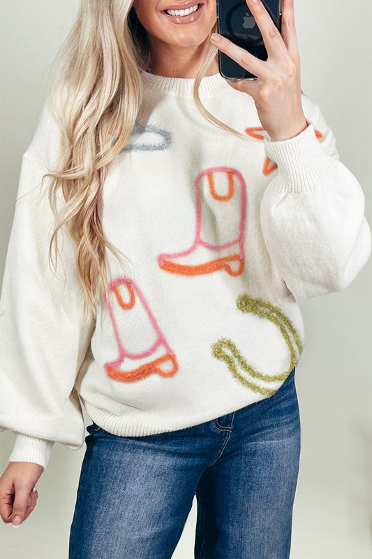White Tinsel Western Sweater