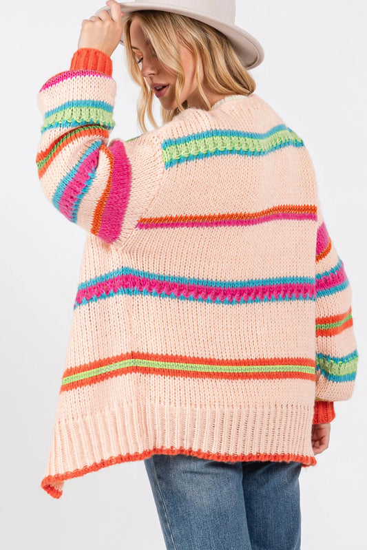 Cozy Striped Oversize Cardigan